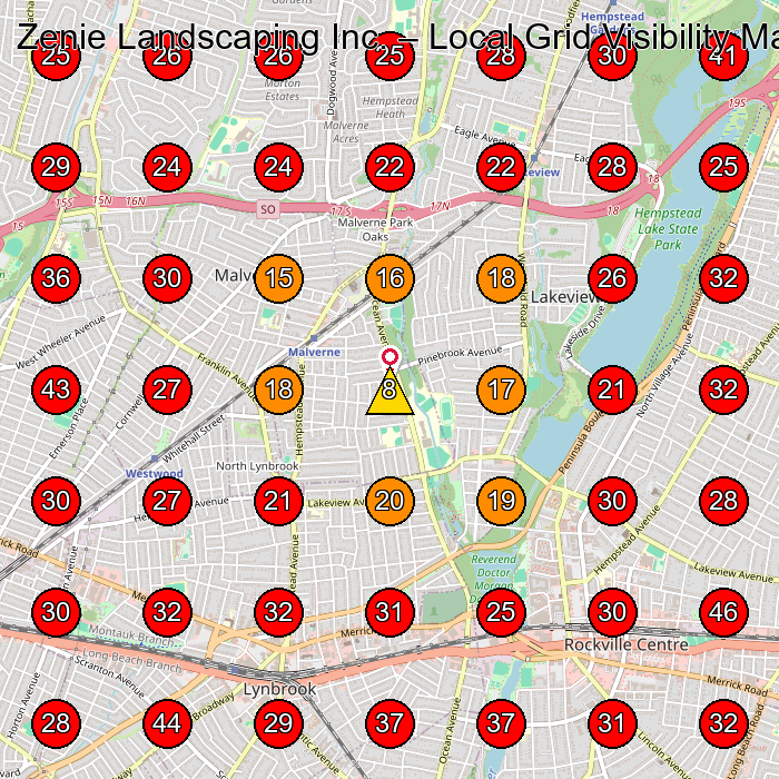 Zenie Landscaping Inc. GeoGrid visibility map for Landscape Designer in Inwood